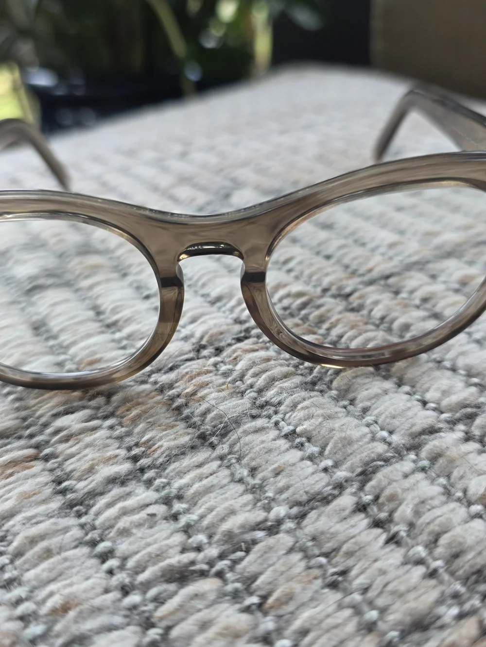 Handmade Men’s Round Eyeglass Frames in Translucent Gray